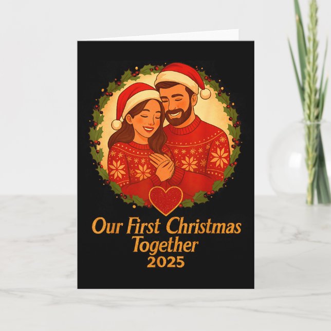 Tarjeta Our First Christmas Together 2025 Matching Couple  (Anverso)