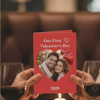 Tarjeta Our First Valentine’s Day Folded Greeting Card