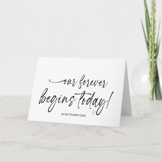 Tarjeta Our Forever Begins Today Wedding Bride to Groom Ca (Anverso)