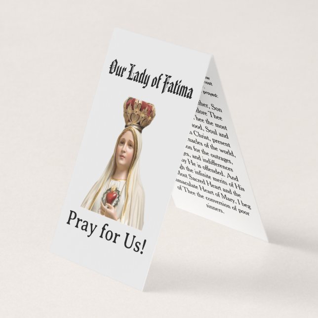 Tarjeta Our Lady of  Fatima Prayer Card (Anverso)