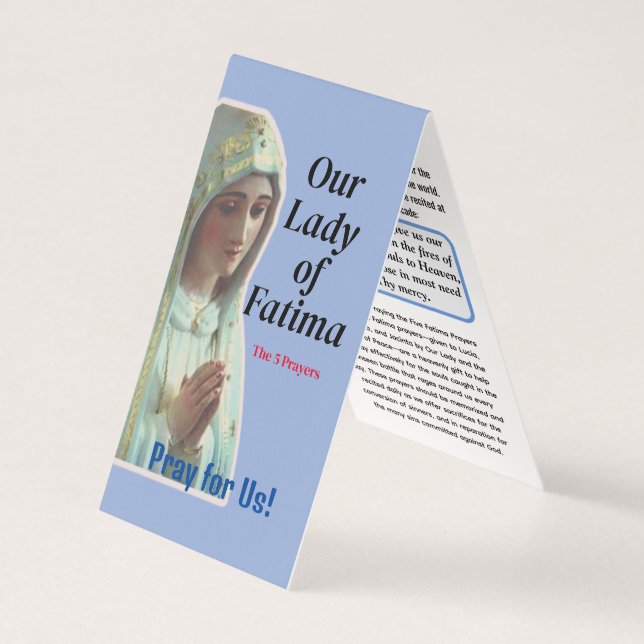 Tarjeta Our Lady of Fatima Prayer Card (Anverso)