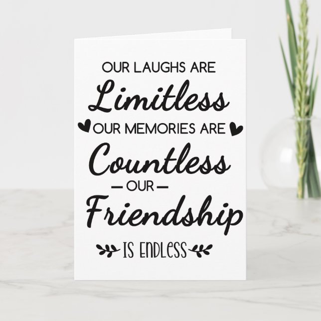 Tarjeta Our Laughs Are Limitless Friendship Quote (Anverso)