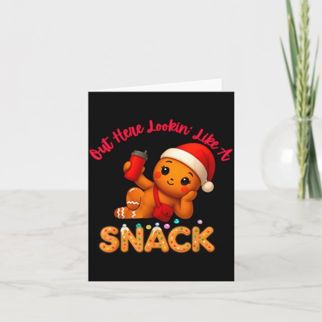 Tarjeta Out Here Looking Like A Snack Funny Xmas Light Gin (Anverso)