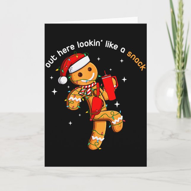 Tarjeta Out Here Looking Like A Snack Funny Xmas Light Gin (Anverso)