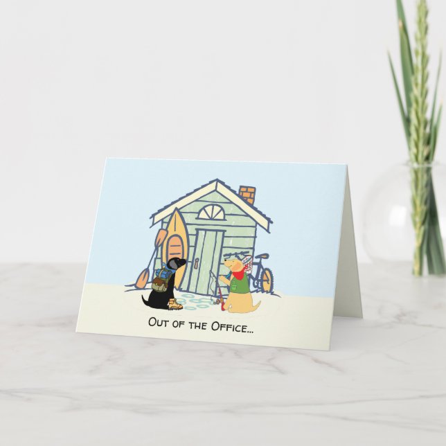 Tarjeta Out of Office Funny Dog Greeting Card (Anverso)
