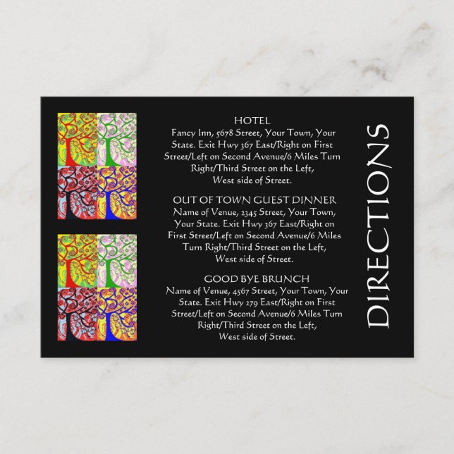 Tarjeta 'Out Of Town Guest DIRECTIONS' (pequeña re (Anverso)