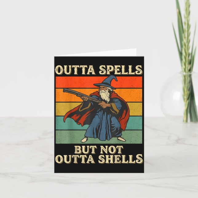 Tarjeta Outta Spells But Not Outta Shells Wizard Retro Fan (Anverso)
