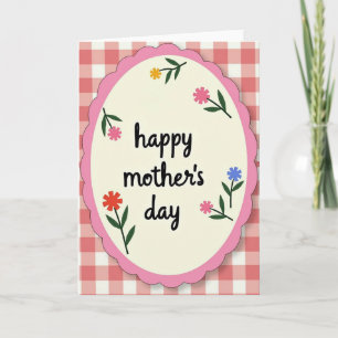 Tarjeta oval floral del día de la madre feliz