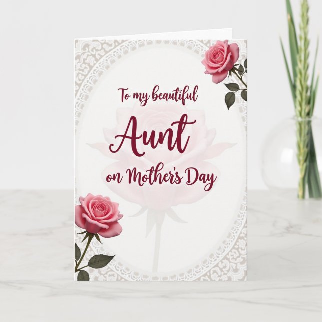 Tarjeta ovalada con guión carmesí floral (Anverso)
