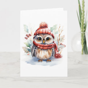 Tarjeta Oveja acogedora de invierno