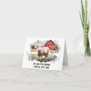 Tarjeta Oveja acuarela con cita religiosa