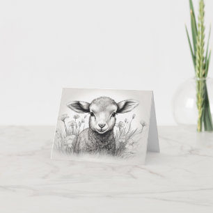 Tarjeta Oveja blanca y negra en la Pascua de las Flores