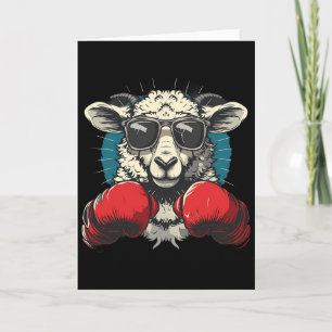 Tarjeta Oveja boxeadora con guantes de boxeo kickboxing di