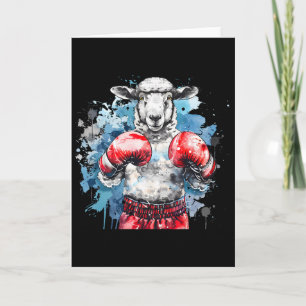 Tarjeta Oveja Boxeadora Con Guantes De Boxeo Kickboxing Di