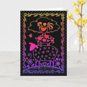TARJETA OVEJA DE ANIMALES DE AGRICULTURA DE ARTE FOLLAR, C