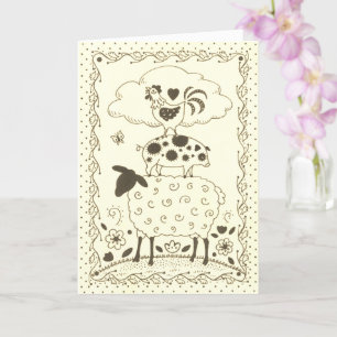 TARJETA OVEJA DE ANIMALES DE AGRICULTURA DE ARTE FOLLAR, C