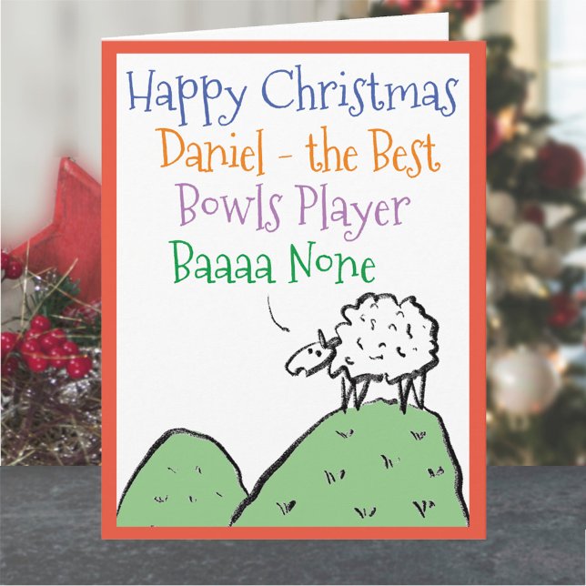 Tarjeta Oveja diseña Navidades felices a jugador de bolos (Subido por el creador)