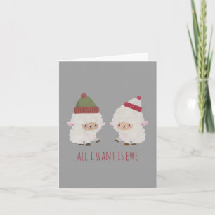 Tarjeta Oveja Kawaii Personalizable con Gorro de Navidad