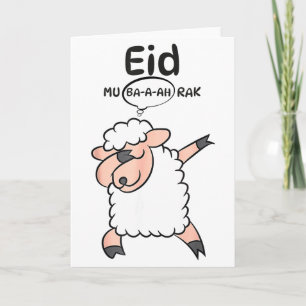 Tarjeta Oveja linda haciendo dabbing Eid Mu-ba-a-ah-rak Ei