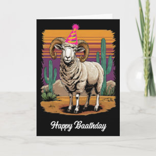 Tarjeta Oveja salvaje del desierto y sombrero de neón de d