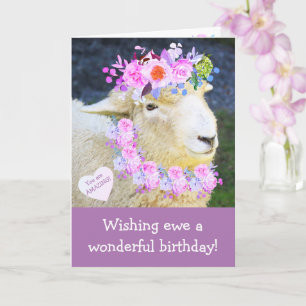 Tarjeta Oveja Vestida Con Flores Cumpleaños