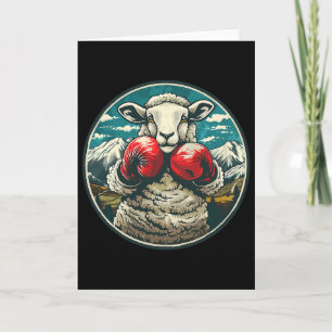 Tarjeta Ovejas boxeando con guantes de boxeo Kickboxing di