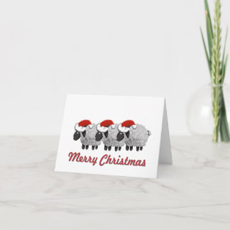 Tarjeta Ovejas con sombreros de Santa sin foto