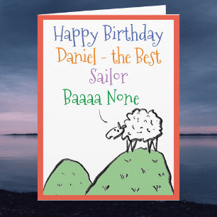 Tarjeta Ovejas Diseño Feliz Cumpleaños a un Marinero