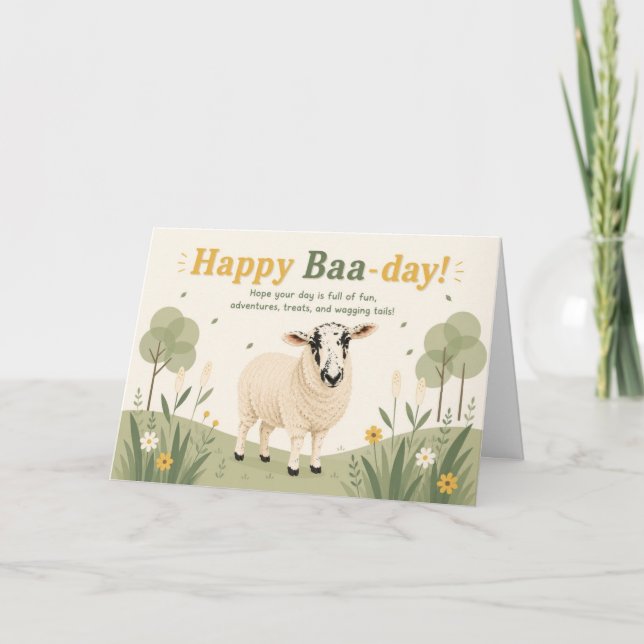 Tarjeta Ovejas divertidas feliz cumpleaños (Anverso)