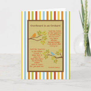 Tarjeta "Overheard in an Orchard" (Robin y Sparrow