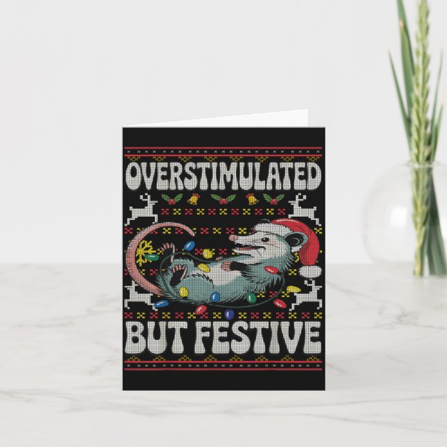 Tarjeta Overstimulated But Festive Ossum Christmas Ugly Sw (Anverso)