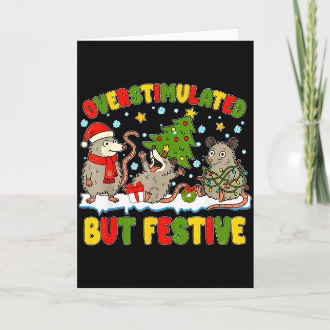 Tarjeta Overstimulated But Festive Ossum Ugly Sweater Chri (Anverso)
