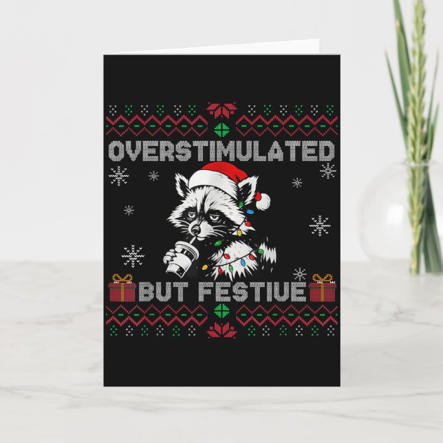 Tarjeta Overstimulated But Festive Ossum Ugly Sweater Chri (Anverso)