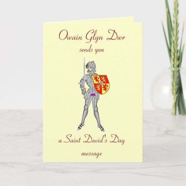 Tarjeta Owain Glyn Dwr, el día de St David (Anverso)
