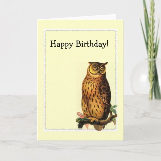 Tarjeta Owl Frame, ¡Feliz cumpleaños! (Anverso)