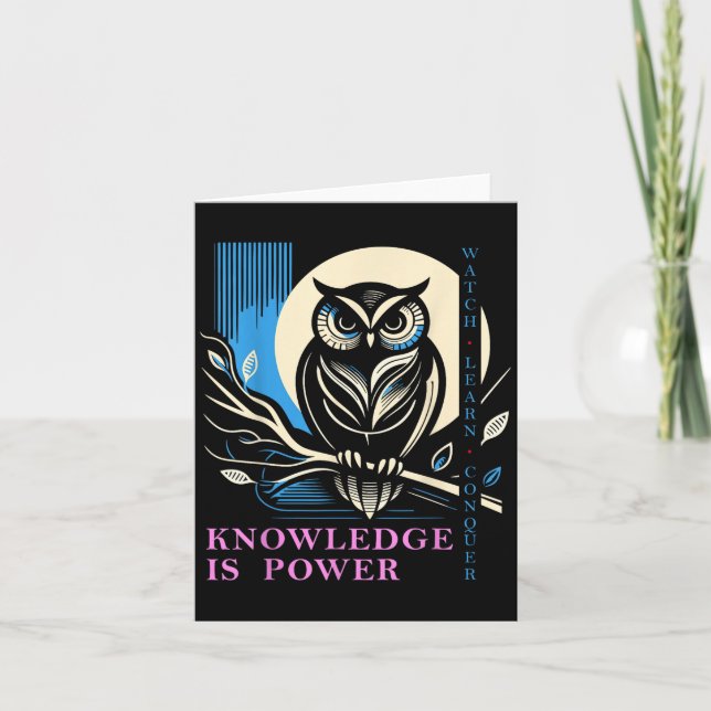 Tarjeta Owl - Knowledge Is Wer - Wisdom Owl Design  (Anverso)