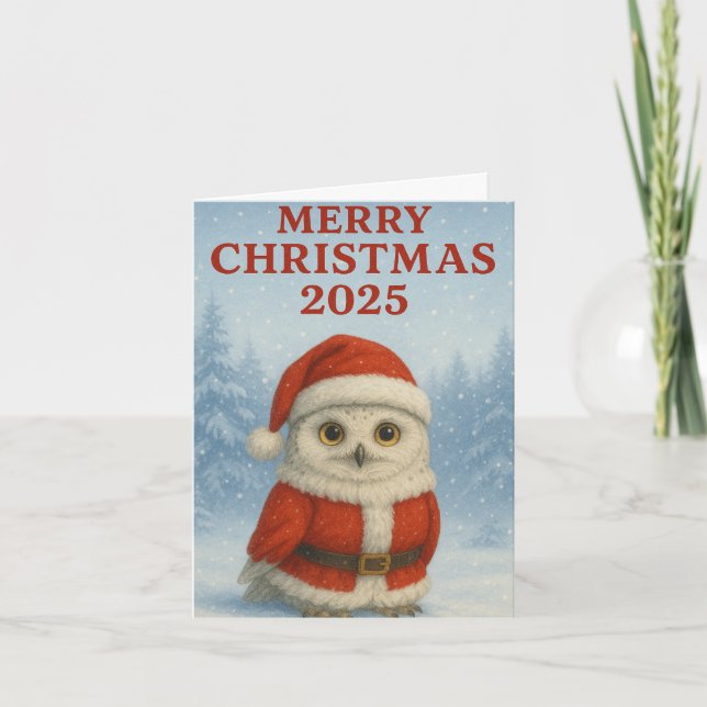 Tarjeta Owl Merry Christmas  (Anverso)
