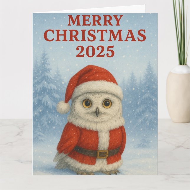 Tarjeta Owl Merry Christmas  (Anverso)