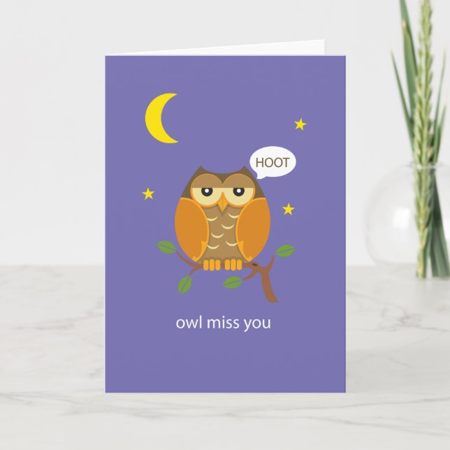 Tarjeta Owl Miss You Greaming Card (Anverso)
