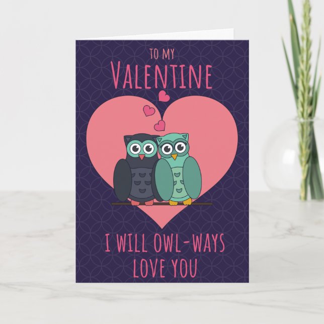 Tarjeta Owl-ways Love You Funny Valentine Card (Anverso)