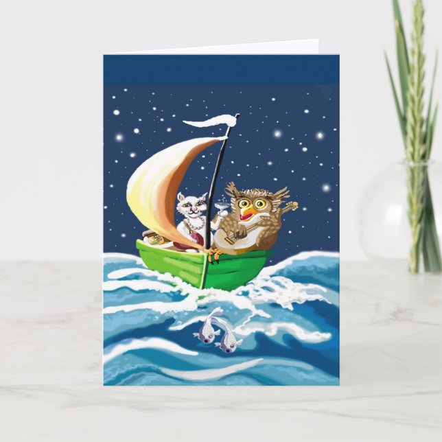 Tarjeta owl y el pussycat se fueron al mar (Anverso)
