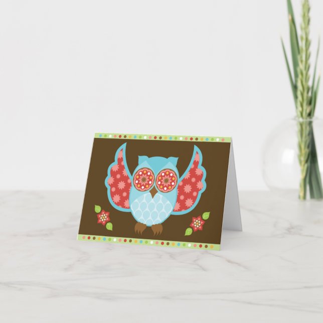 Tarjeta OwlBoheme Blu Notecard (Anverso)