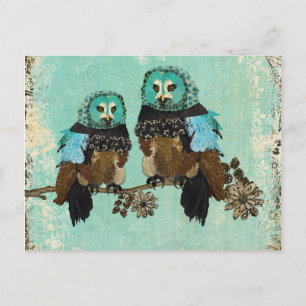 Tarjeta OwlsPostcard del Rosa Smokey