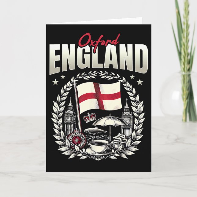 Tarjeta Oxford England Flag Souvenir Oxford Vacation  (Anverso)
