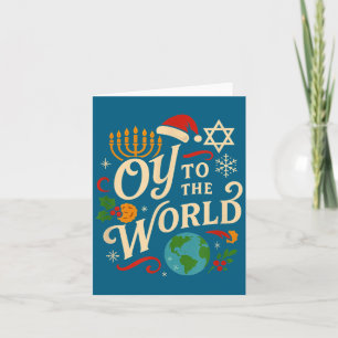 Tarjeta Oy al mundo divertido Hanukkah Navidad judío Ho