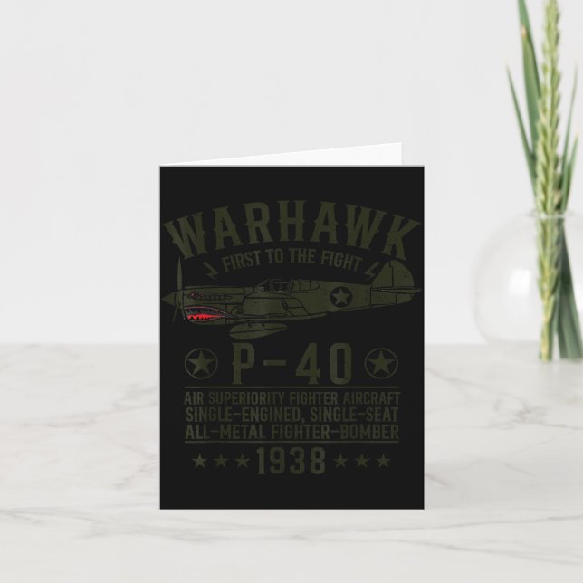 Tarjeta P-40 Warhawk Ww2 Fighter Aircraft First To The Fig (Anverso)