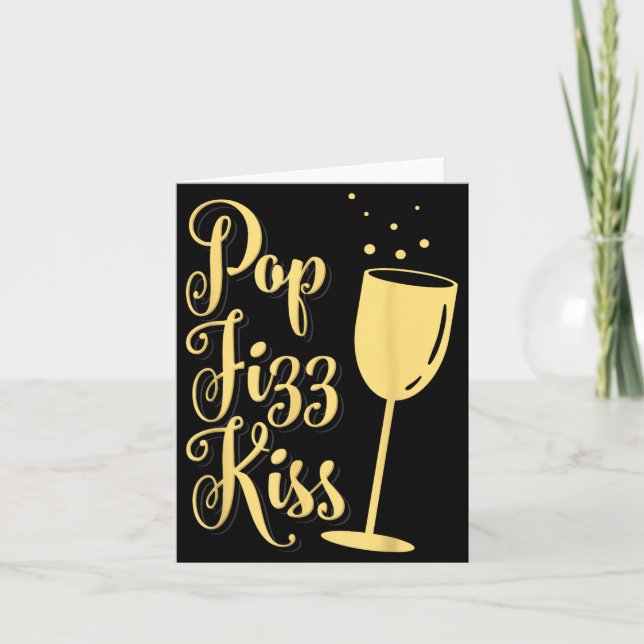 Tarjeta P Fizz Kiss Funny New Years Eve Wine Champagne  (Anverso)