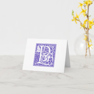 Tarjeta P inicial y sobre William Morris Purple