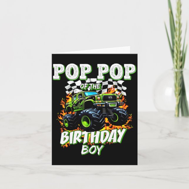 Tarjeta P P Of The Birthday Boy Monster Truck Birthday Kid (Anverso)