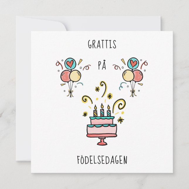 Tarjeta På Grattis födelsedagen | Happy Birthday (Anverso)